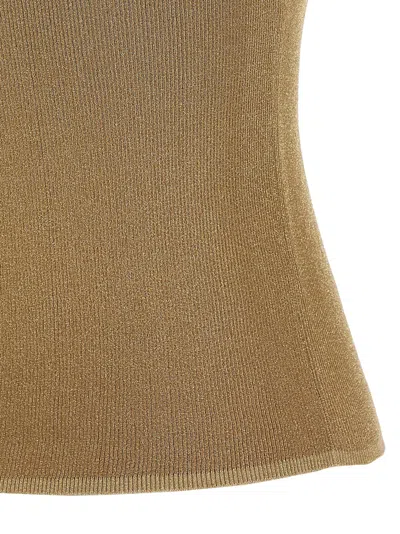 Max Mara Studio Metallic-ribbed Technical Tank Top In Gold