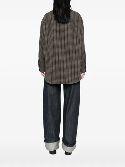 Closed Houndstooth-pattern Button-up Jacket In Gray