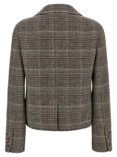 Ermanno Scervino Macro-check Virgin Wool Blazer In Grey