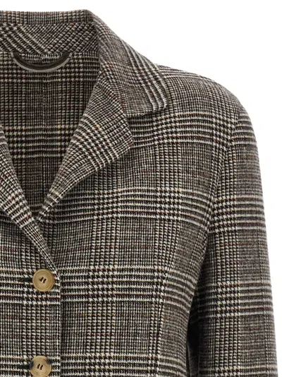 Ermanno Scervino Macro-check Virgin Wool Blazer In Grey