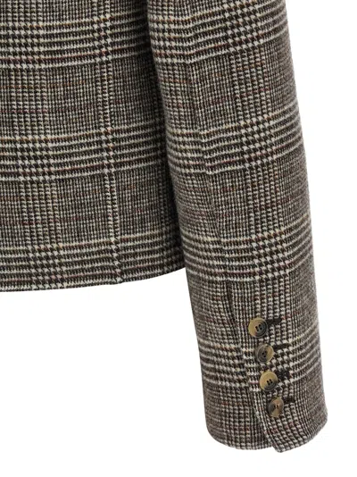 Ermanno Scervino Macro-check Virgin Wool Blazer In Grey