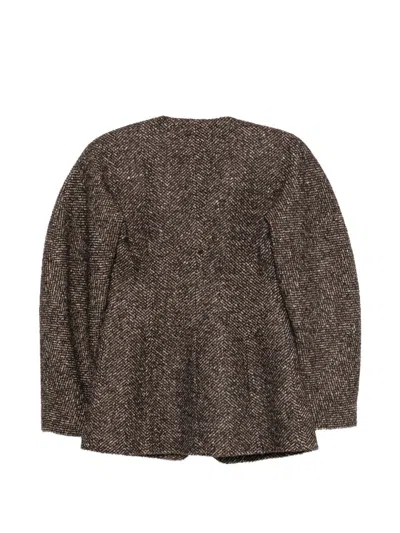 Bazar Deluxe Herringbone Wool Blazer In Brown