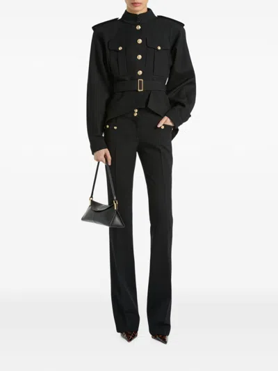 Balmain Wool Belted Officer Jacket In Black