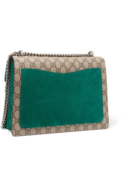 Shop Gucci Dionysus Medium Embellished Appliquéd Coated-canvas And Suede Shoulder Bag