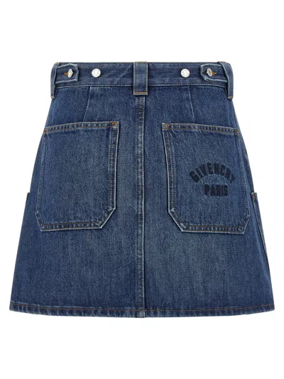 Givenchy Cargo-pocket Denim Denim Skirt In Blue