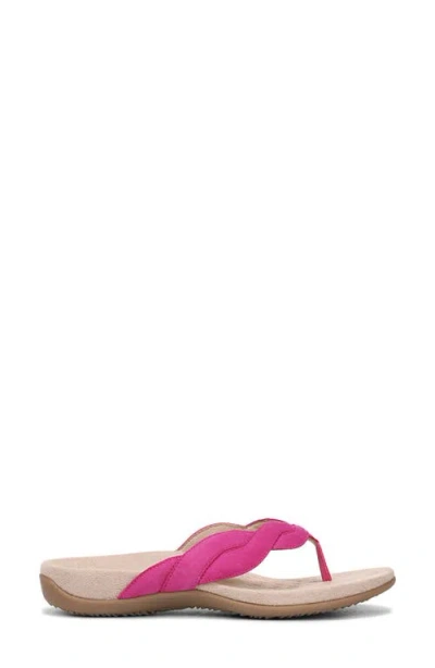 Vionic Bella Braid Flip Flop In Rose Violet
