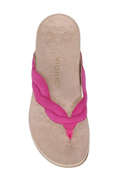 Vionic Bella Braid Flip Flop In Rose Violet