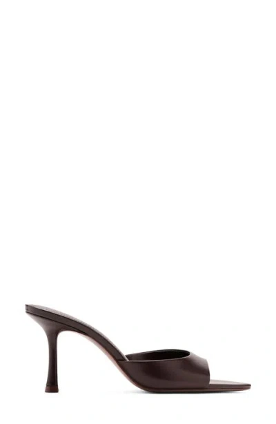 Mango Pointed Toe Slide Sandal In Dark Chocolate