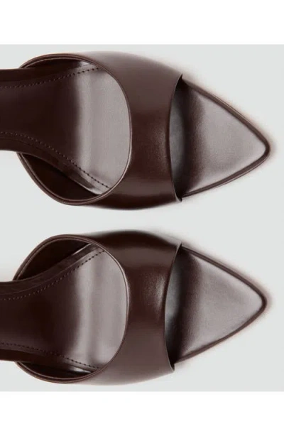 Mango Pointed Toe Slide Sandal In Dark Chocolate