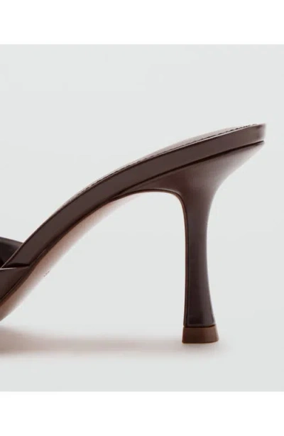 Mango Pointed Toe Slide Sandal In Dark Chocolate