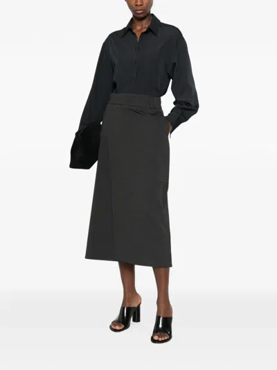 Alpha Studio Wrap-style Midi Skirt In Grey