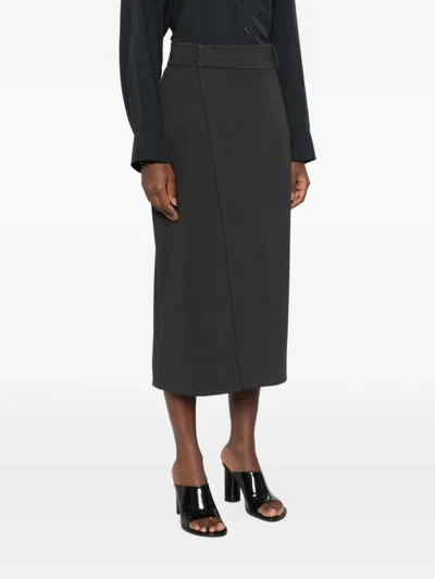 Alpha Studio Wrap-style Midi Skirt In Grey