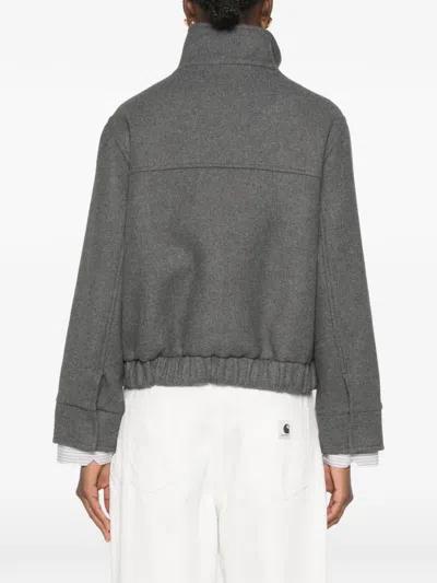 Ottod'ame Elasticated-hem Flap-pocket Jacket In Gray