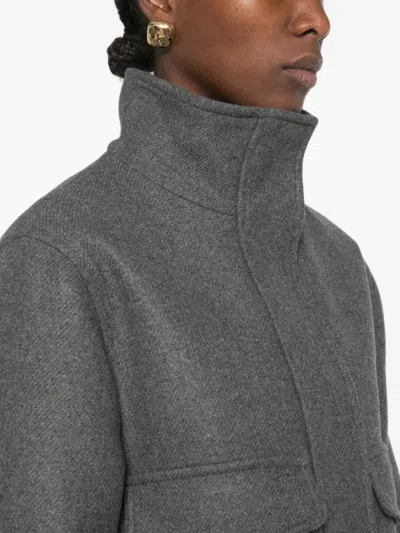 Ottod'ame Elasticated-hem Flap-pocket Jacket In Gray