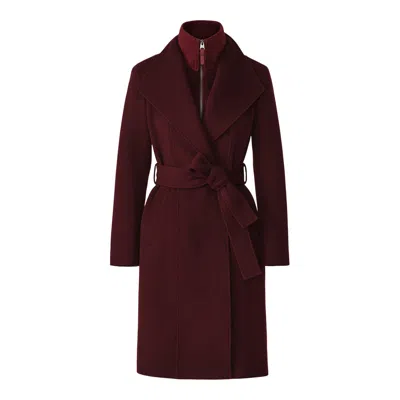Mackage Mai Lightweight Wrap Wool Coat In Burgundy