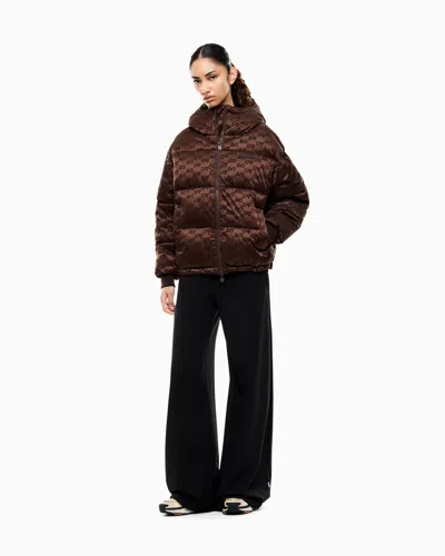 Ea7 Bomber Jacket Oversized With Extra Padding And Monogram In Brown