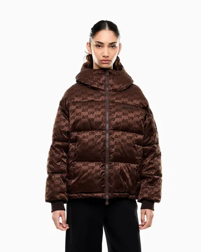 Ea7 Bomber Jacket Oversized With Extra Padding And Monogram In Brown