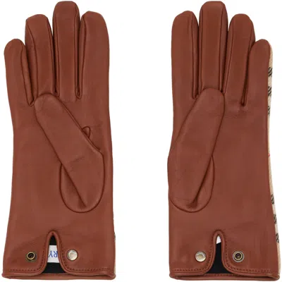 Burberry Brown Check Wool Gloves In A7028 Archive Beige