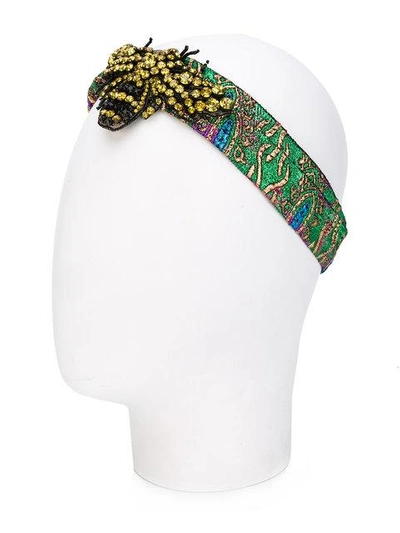 Shop Gucci Crystal Bee Headband In Multicolour