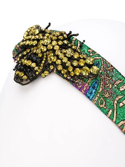 Shop Gucci Crystal Bee Headband In Multicolour