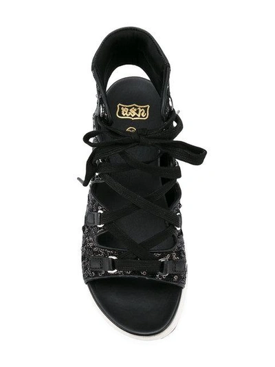 Shop Ash Trainer-style Sequin Sandals - Black