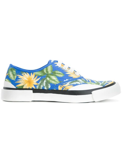 Julien David Jungle Print Trainers In Blue