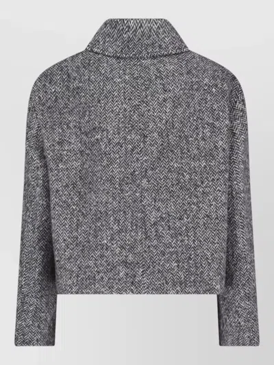 Valentino Herringbone Wool Jacket In Gray