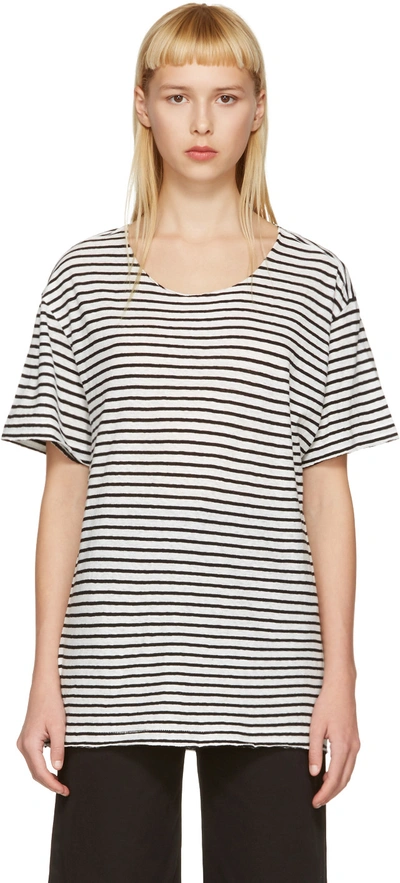 R13 Black & White Striped Rosie T-shirt In Black White