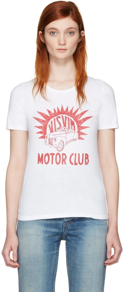 Shop Visvim White Motor Club Basic Dry T-shirt In White Pattern