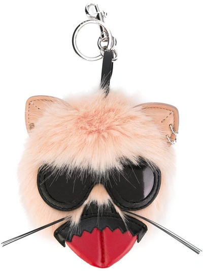 Shop Stella Mccartney Punk Tongue Rabbit Keyring - Neutrals