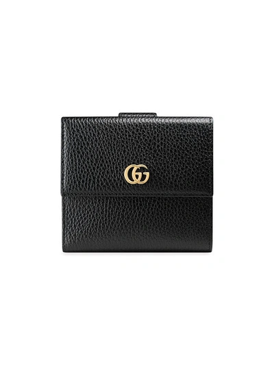 Gucci Leather French Flap Wallet In Black