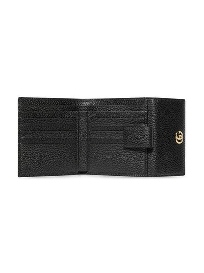 Shop Gucci Leather French Flap Wallet In Black