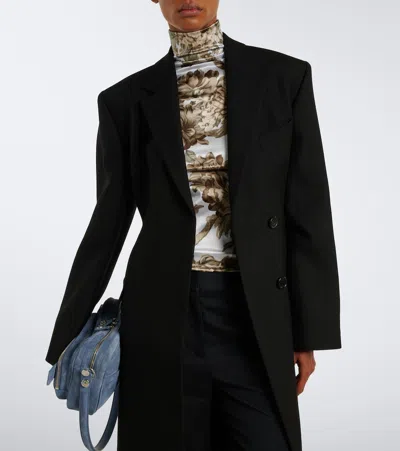 Acne Studios Floral Turtleneck Top In Blue