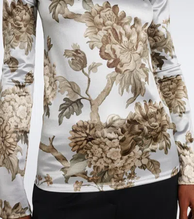 Acne Studios Floral Turtleneck Top In Blue