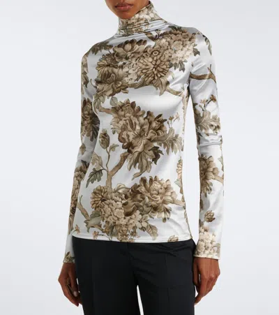 Acne Studios Floral Turtleneck Top In Blue
