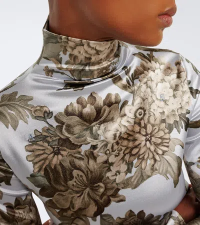 Acne Studios Floral Turtleneck Top In Blue