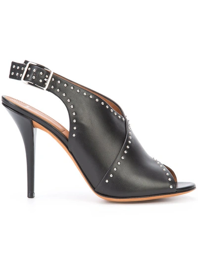 Shop Givenchy Studded Peep Toe Sandals In Black