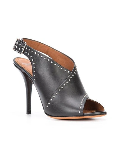 Shop Givenchy Studded Peep Toe Sandals In Black