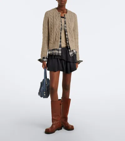 Acne Studios Kunch Cotton Flannel Cardigan In Neutral