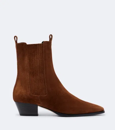 Aeyde Solid Color Suede Ankle Boots In Brown