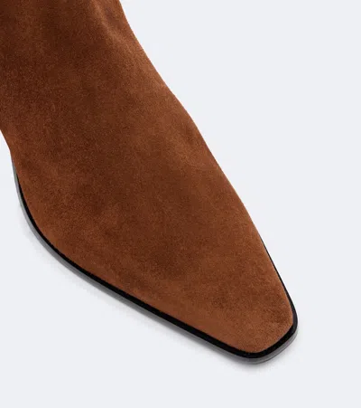 Aeyde Solid Color Suede Ankle Boots In Brown