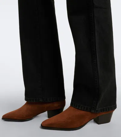 Aeyde Solid Color Suede Ankle Boots In Brown