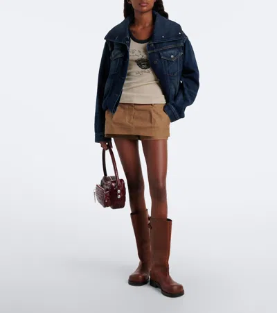 Acne Studios Oversized Collar Denim Jacket In Brown