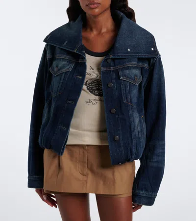 Acne Studios Oversized Collar Denim Jacket In Brown