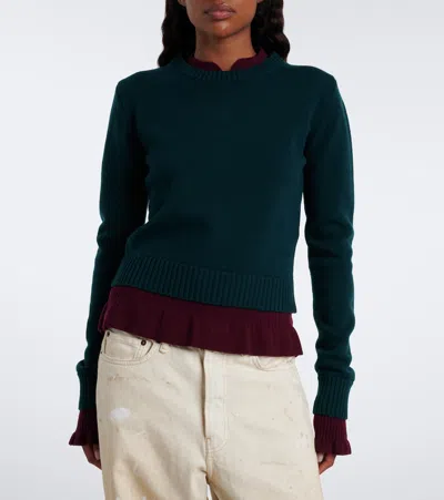 Acne Studios Ruffled Layered-effect Sweater In Multi