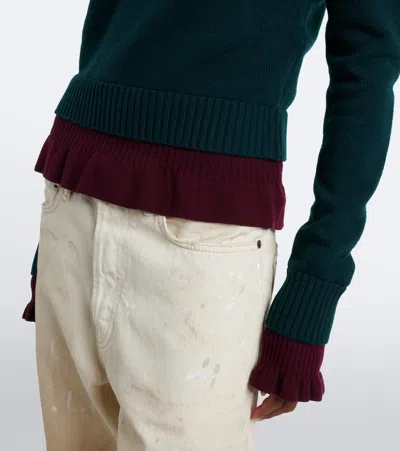 Acne Studios Ruffled Layered-effect Sweater In Multi