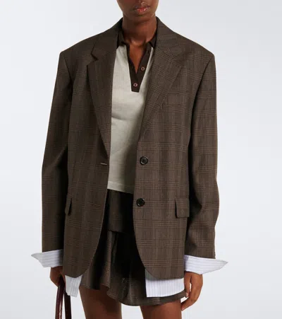 Acne Studios Checked Wool-blend Blazer In Brown
