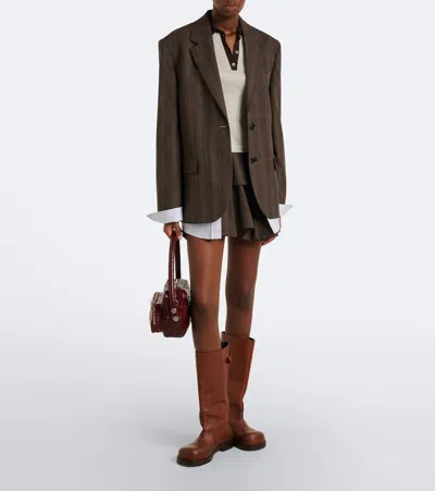 Acne Studios Checked Wool-blend Blazer In Brown