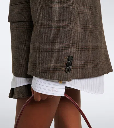 Acne Studios Checked Wool-blend Blazer In Brown