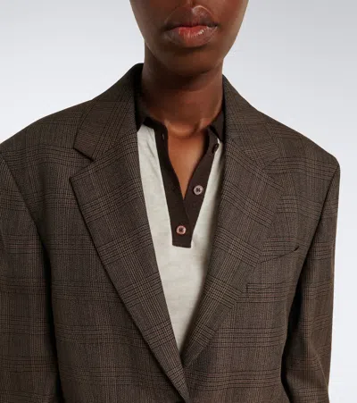 Acne Studios Checked Wool-blend Blazer In Brown
